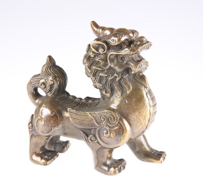 Lot 3096 - A BRONZE FIGURE OF A QILIN, 19TH CENTURY