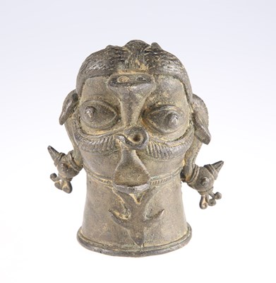 Lot 3091 - A BRONZE RHYTON CUP