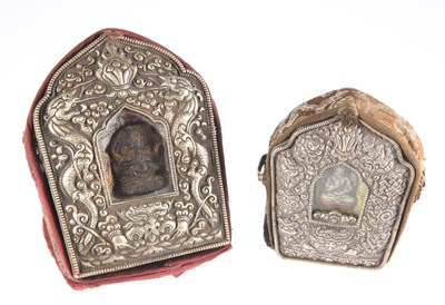 Lot 3135 - TWO CHINESE TIBETAN GAU PORTABLE SHRINES WITH SATCHELS