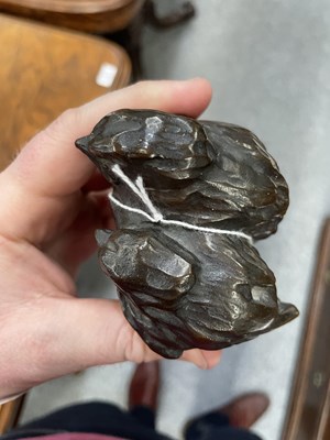 Lot 292 - FIRST HALF OF THE 20TH CENTURY, A CAST BRONZE GROUP OF A PAIR OF FLEDGING BIRD CHICKS