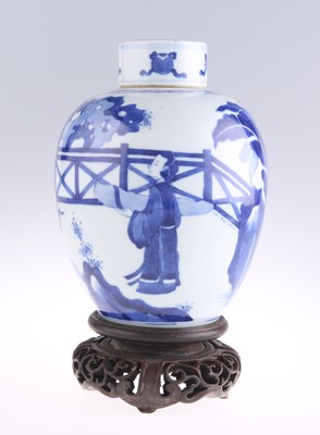 Lot 210 - A CHINESE BLUE AND WHITE GINGER JAR AND COVER