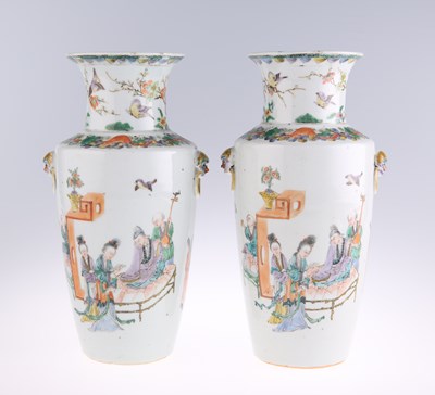 Lot 3098 - A PAIR OF CHINESE FAMILLE VERTE VASES