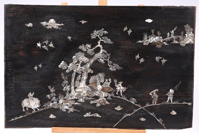 Lot 274 - A 19TH CENTURY CHINESE MOTHER-OF-PEARL INLAID PANEL