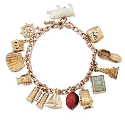 Lot 2374 - A CHARM BRACELET