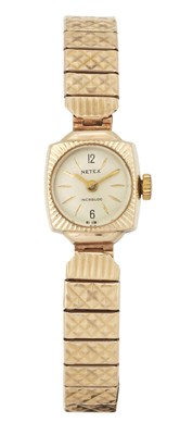 Lot 2177 - A LADY'S 9 CARAT GOLD NETEX BRACELET WATCH