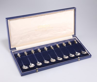 Lot 1320 - ROYAL INTEREST: A SET OF TEN ELIZABETH II SILVER AND PARCEL-GILT COMMEMORATIVE SPOONS