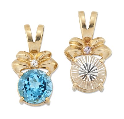 Lot 2405 - TWO 9 CARAT GOLD GEM-SET PENDANTS