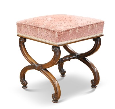 Lot 702 - A REGENCY ROSEWOOD CROSS-FRAME STOOL