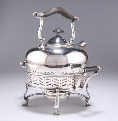 Lot 200 - AN EDWARDIAN SILVER SPIRIT KETTLE ON STAND