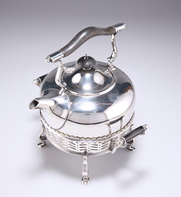 Lot 200 - AN EDWARDIAN SILVER SPIRIT KETTLE ON STAND