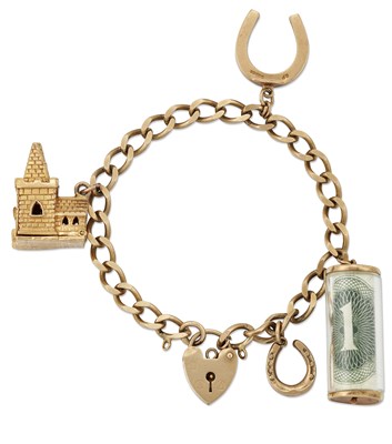 Lot 2312 - A 9 CARAT GOLD CHARM BRACELET