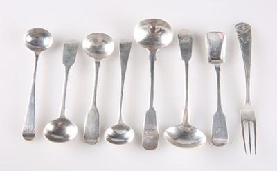 Lot 1177 - A MIXED GROUP OF SILVER FLATWARE, GEORGIAN AND LATER