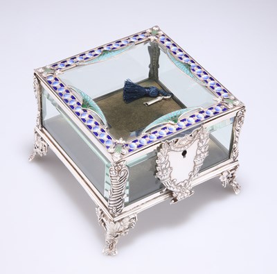 Lot 1180 - A FINE ENAMEL AND GLASS CASKET