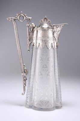 Lot 1402 - A VICTORIAN SILVER-PLATE MOUNTED CLARET JUG