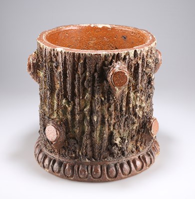 Lot 552 - A VICTORIAN SALT-GLAZED STONEWARE 'TREE TRUNK' PLANTER