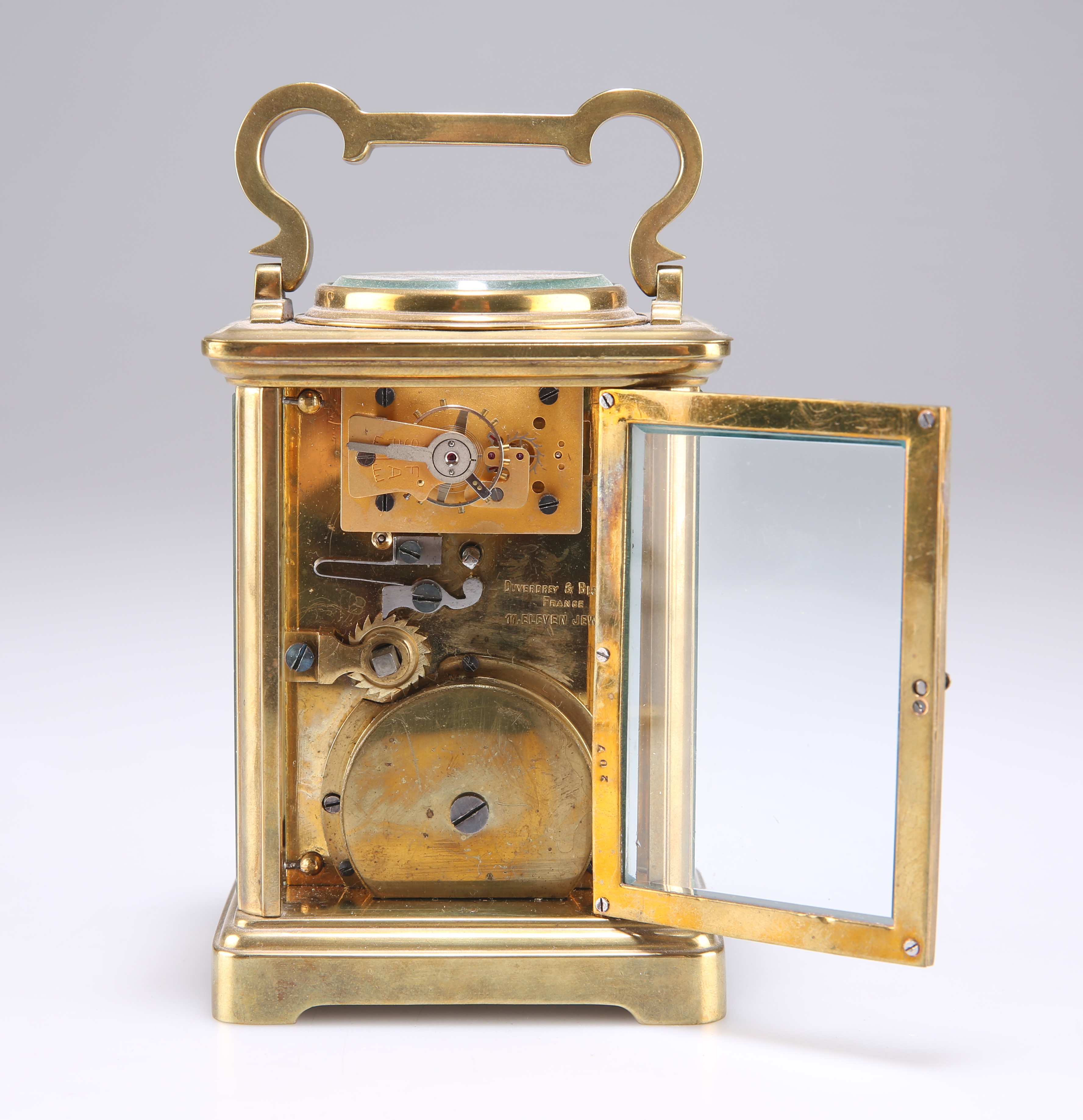 Lot 521 - A BRASS-CASED CARRIAGE CLOCK WITH AN