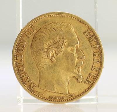 Lot 412 - 1860 FRENCH GOLD COIN, 20 FRANCS - NAPOLEON III BARE HEAD