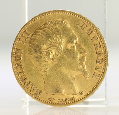 Lot 421 - 1858 FRENCH GOLD COIN, 20 FRANCS - NAPOLEON III BARE HEAD