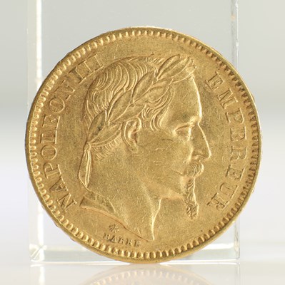 Lot 414 - 1862 FRENCH GOLD COIN, 20 FRANCS - NAPOLEON III LAUREATE HEAD