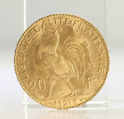 Lot 425 - 1913 FRENCH GOLD COIN, 20 FRANCS - MARIANNE ROOSTER