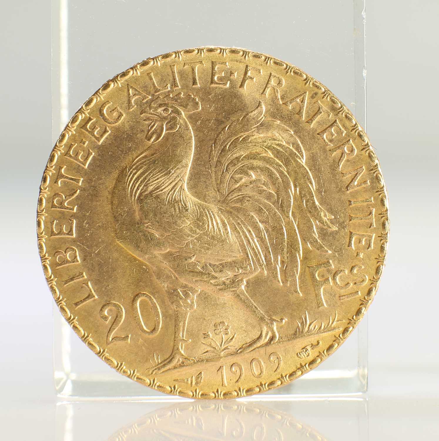 Lot 433 - 1909 FRENCH GOLD COIN, 20 FRANCS - MARIANNE ROOSTER