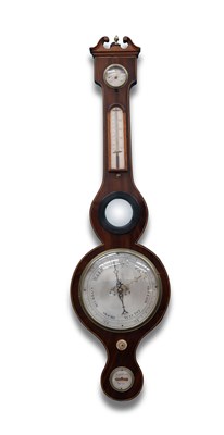 Lot 516 - A 19TH CENTURY MAHOGANY WHEEL BAROMETER, SIGNED L. SOLCHA, HULL