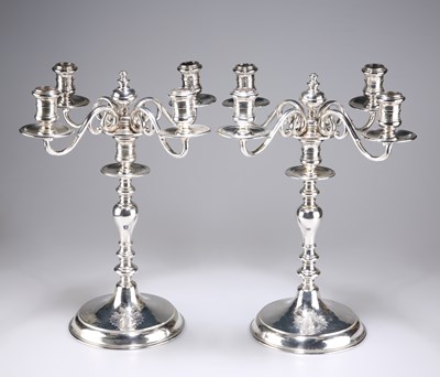 Lot 1220 - A PAIR OF GEORGE V SILVER CANDELABRA IN 17TH CENTURY STYLE