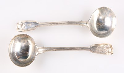 Lot 1372 - A PAIR OF WILLIAM IV SILVER SAUCE LADLES