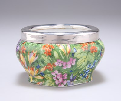 Lot 1117 - A SILVER-RIMMED CHINTZ BOWL