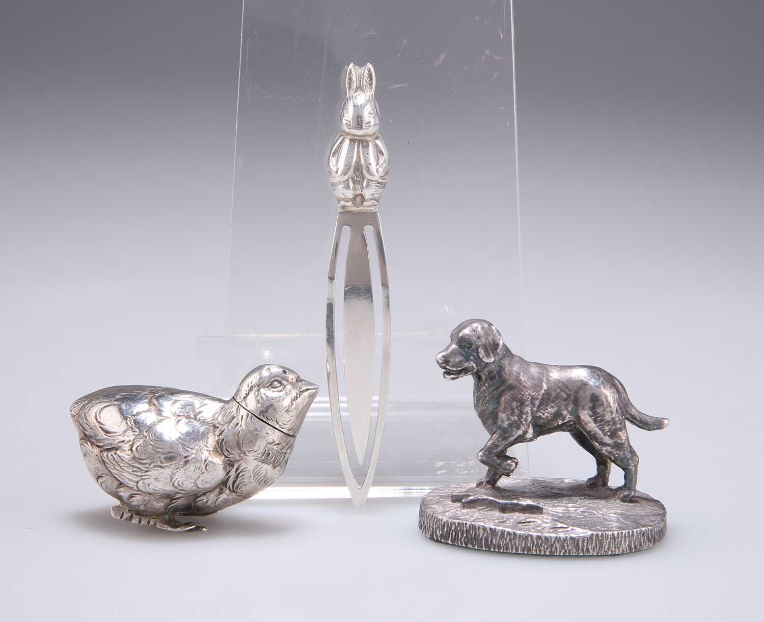 Lot 1036 - THREE ITEMS OF NOVELTY SILVER