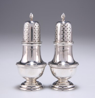 Lot 1201 - A PAIR OF GEORGE V SILVER CASTERS