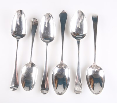 Lot 1164 - SIX ASSORTED GEORGIAN SILVER TABLESPOONS