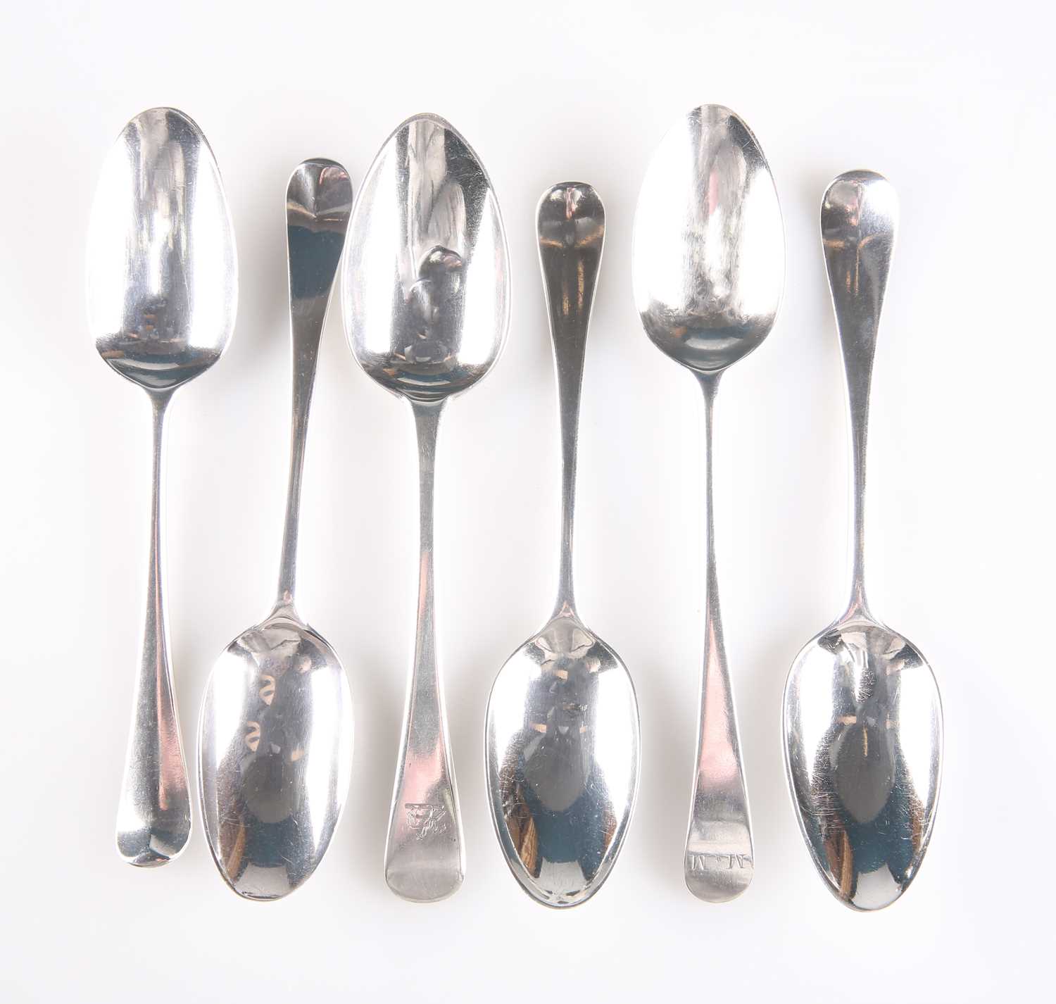 Lot 1410 SIX ASSORTED SILVER DESSERT SPOONS