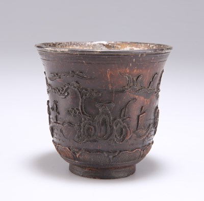 Lot 1189 - A CHINESE SILVER-MOUNTED COCONUT CUP, 18TH/19TH CENTURY