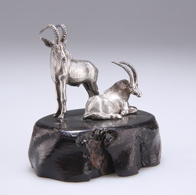 Lot 1017 - PATRICK MAVROS: SABLE BUCK PAIR, A STERLING SILVER SCULPTURE