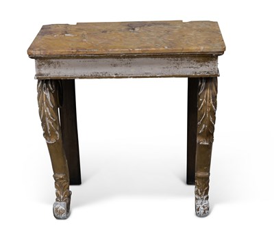 Lot 556 - A REGENCY MARBLE-TOPPED GILTWOOD CONSOLE TABLE