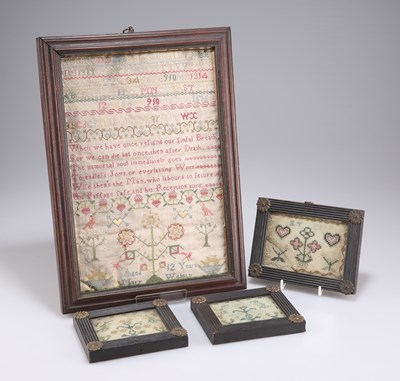 Lot 497 - A 19TH CENTURY NEEDLEWORK SAMPLER