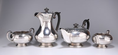 Lot 1408 - A GEORGE VI SILVER FOUR-PIECE TEA SERVICE