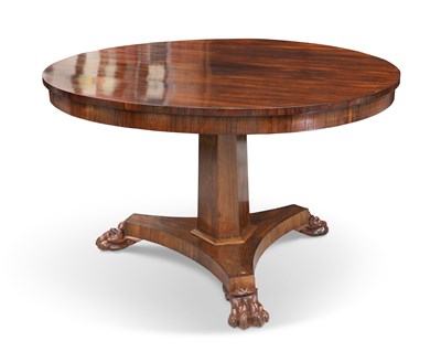 Lot 742 - A WILLIAM IV ROSEWOOD TILT-TOP BREAKFAST TABLE