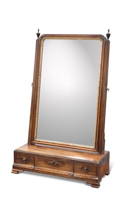 Lot 673 - A GEORGE III MAHOGANY TOILET MIRROR