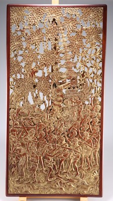 Lot 273 - A SOUTHEAST ASIAN CARVED PANEL, POSSIBLY BALINESE