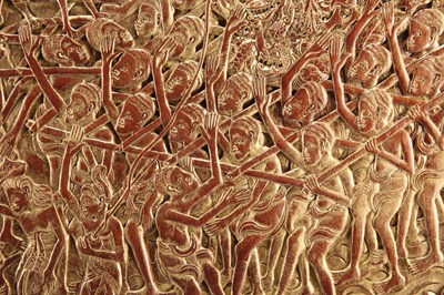 Lot 273 - A SOUTHEAST ASIAN CARVED PANEL, POSSIBLY BALINESE