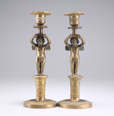 Lot 327 - A PAIR OF 19TH CENTURY FRENCH ORMOLU CANDLESTICKS