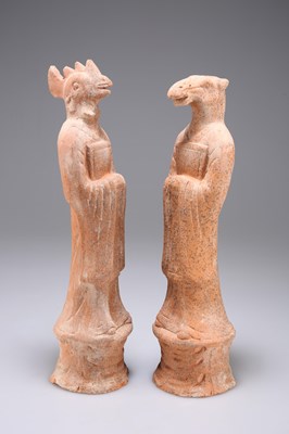 Lot 232 - A PAIR OF CHINESE TERRACOTTA ZODIAC FIGURES