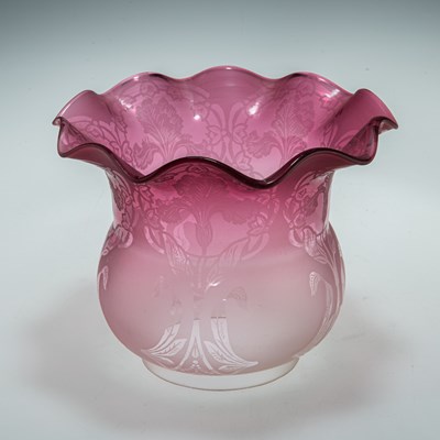 Lot 1 - A CRANBERRY GLASS LAMPSHADE