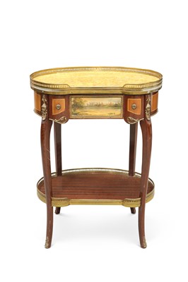 Lot 602 - A CONTINENTAL GILT METAL-MOUNTED, MARBLE-TOPPED AND MAHOGANY TABLE AMBULANTE