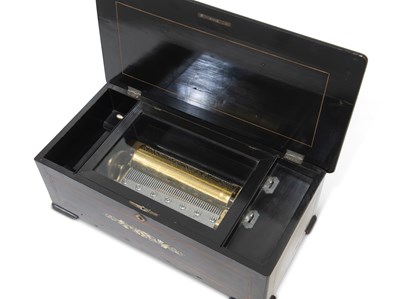Lot 506 - A 19TH CENTURY SWISS CYLINDER MUSIC BOX