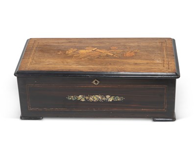 Lot 506 - A 19TH CENTURY SWISS CYLINDER MUSIC BOX