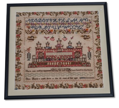 Lot 495 - A VICTORIAN NEEDLEWORK SAMPLER