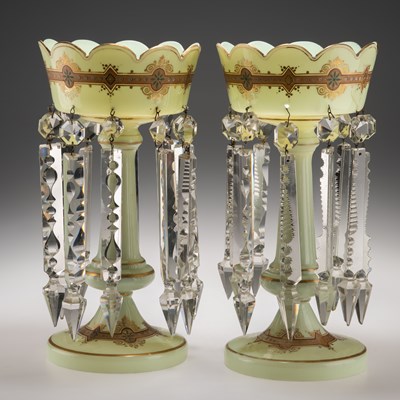Lot 2 - A PAIR OF MID-19TH CENTURY GLASS TABLE LUSTRES